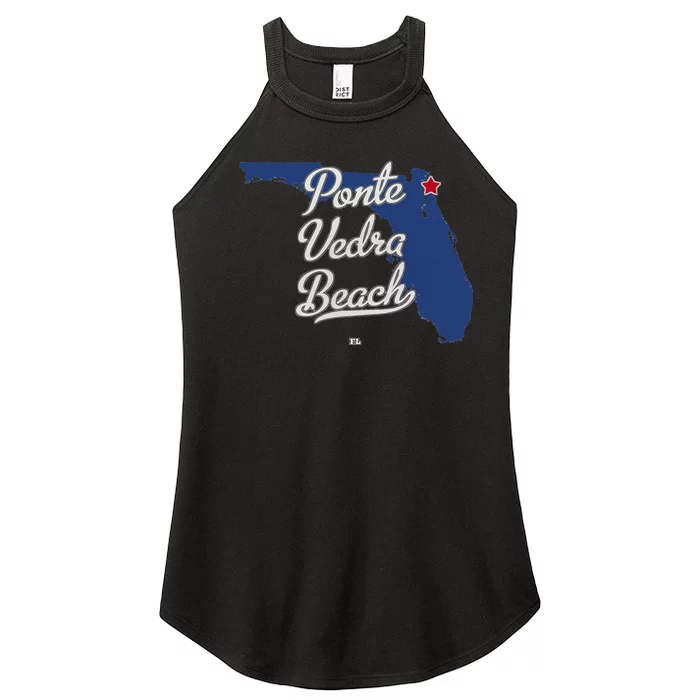 Ponte Vedra Beach Florida Jacksonville FL Map Women’s Perfect Tri Rocker Tank