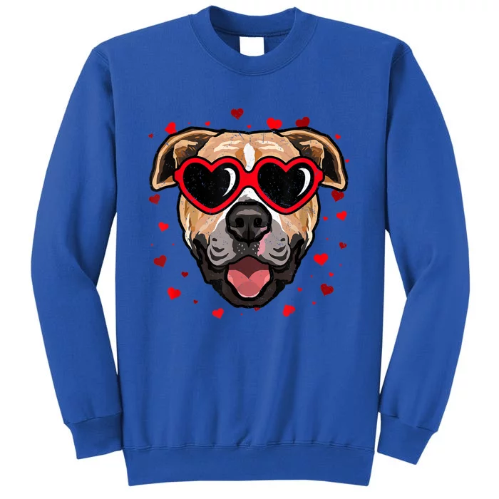 Pitbull Valentine Cute Dog Sunglasses Lovers Tall Sweatshirt