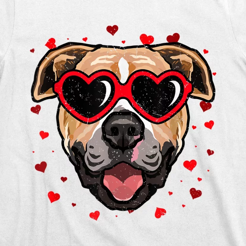 Pitbull Valentine Cute Dog Sunglasses Lovers T-Shirt