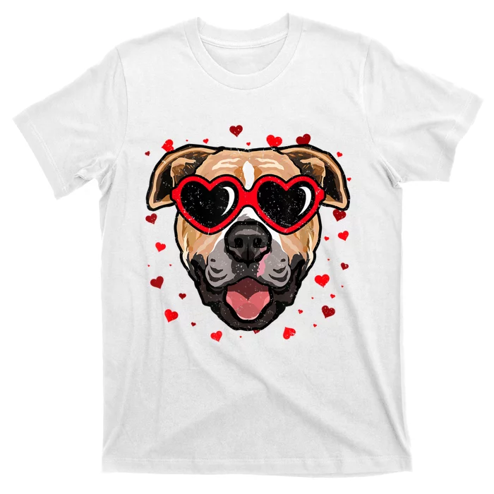 Pitbull Valentine Cute Dog Sunglasses Lovers T-Shirt