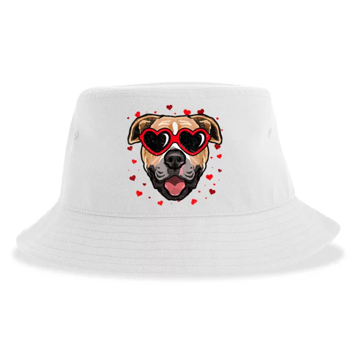 Pitbull Valentine Cute Dog Sunglasses Lovers Sustainable Bucket Hat