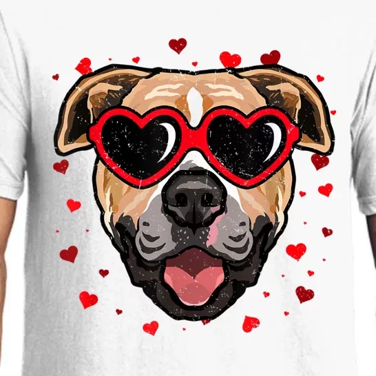 Pitbull Valentine Cute Dog Sunglasses Lovers Pajama Set