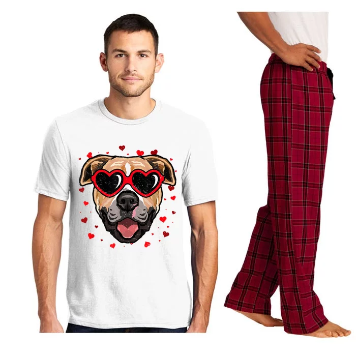 Pitbull Valentine Cute Dog Sunglasses Lovers Pajama Set