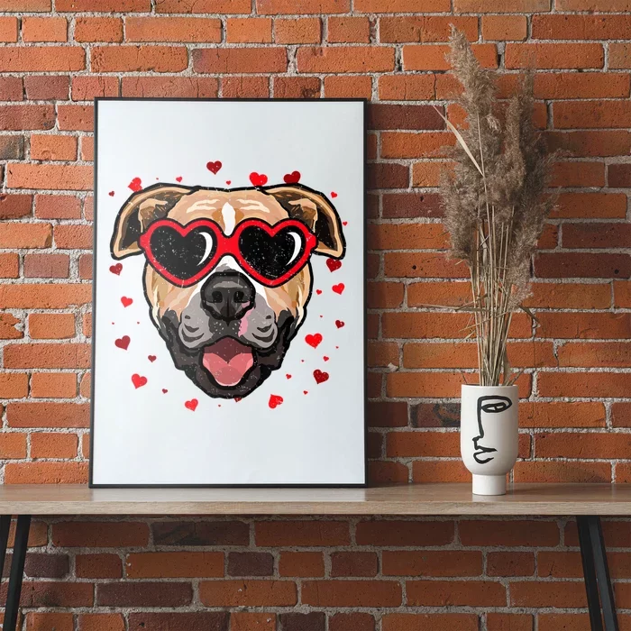 Pitbull Valentine Cute Dog Sunglasses Lovers Poster