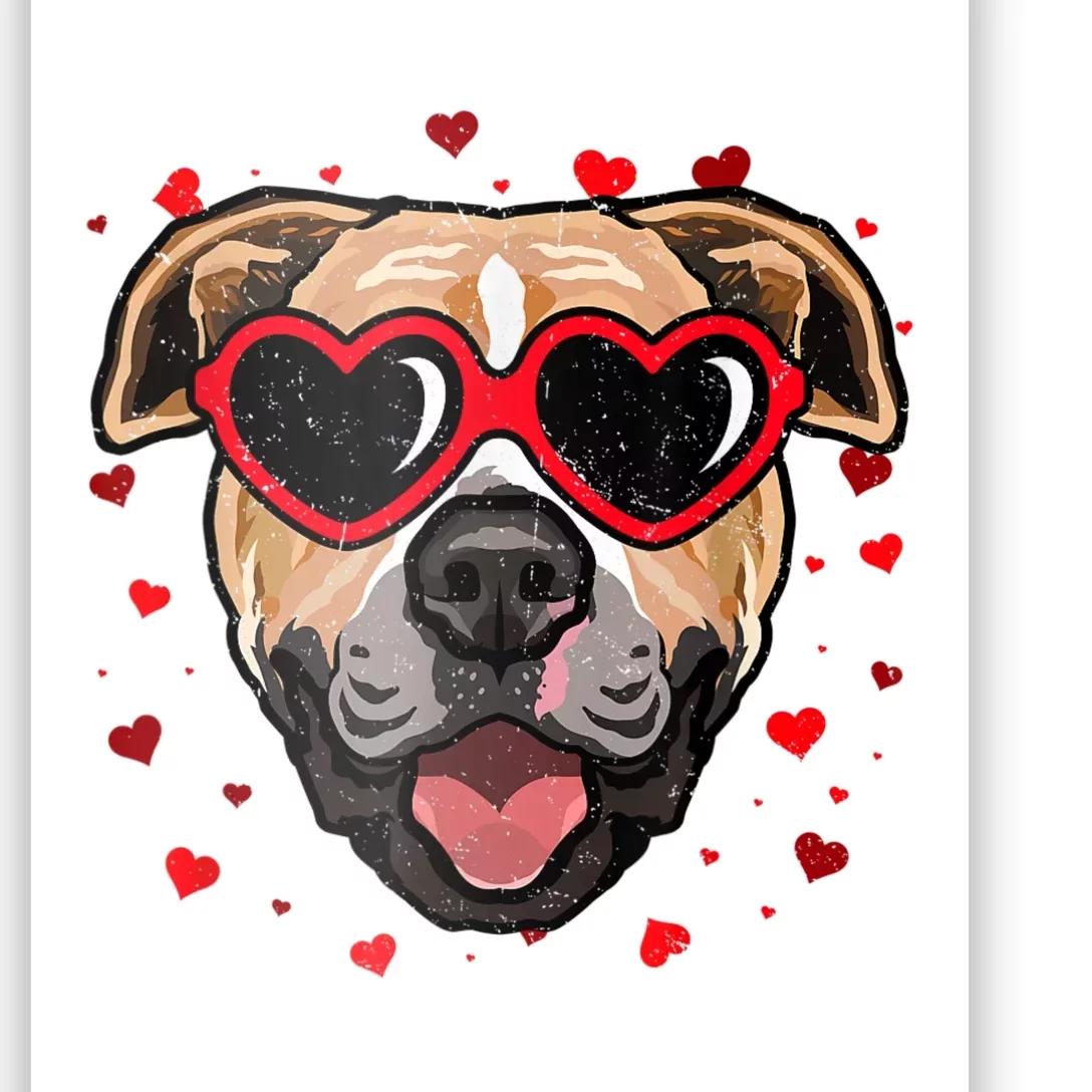 Pitbull Valentine Cute Dog Sunglasses Lovers Poster