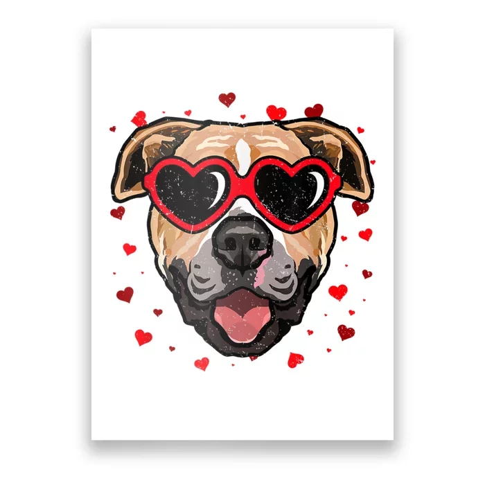 Pitbull Valentine Cute Dog Sunglasses Lovers Poster