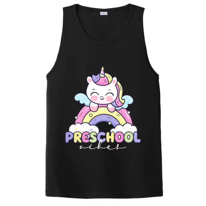 Preschool Vibes Cute Unicorn Pre School Performance Tank