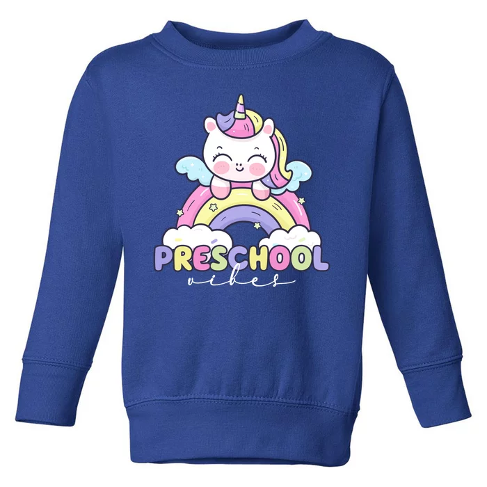 Preschool Vibes Cute Unicorn Pre School Toddler Sweatshirt