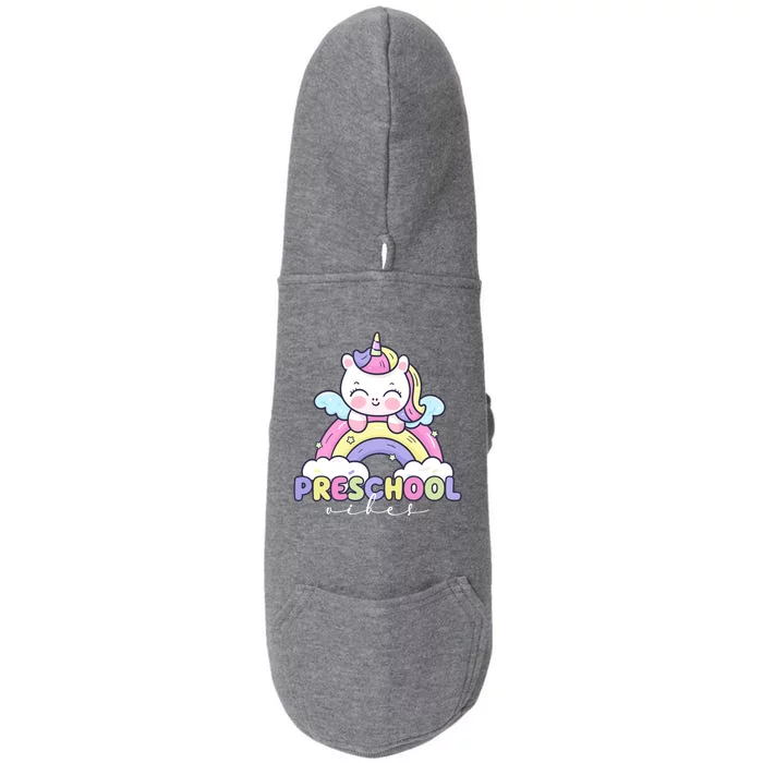 Preschool Vibes Cute Unicorn Pre School Doggie 3-End Fleece Hoodie