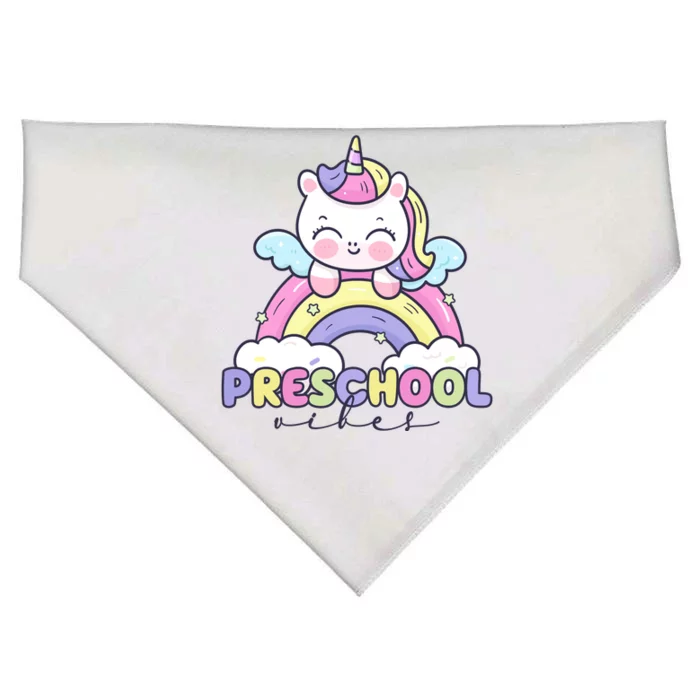 Preschool Vibes Cute Unicorn Pre School USA-Made Doggie Bandana