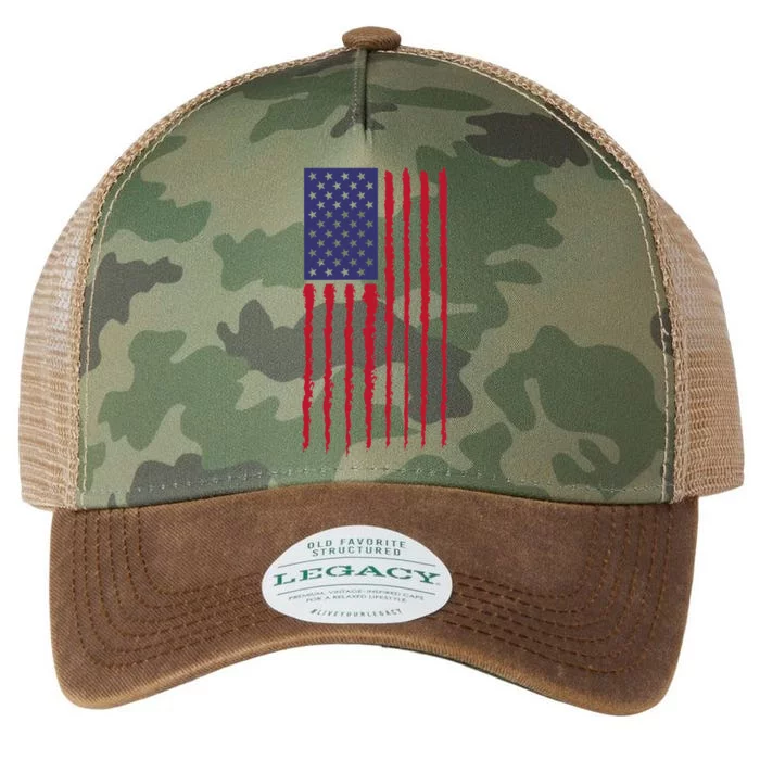 Proudly Vertical Creative American Flag Legacy Tie Dye Trucker Hat