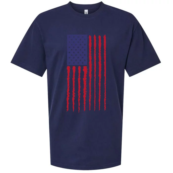 Proudly Vertical Creative American Flag Sueded Cloud Jersey T-Shirt