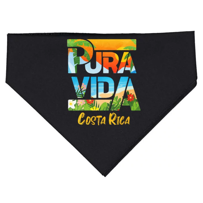 Pura Vida Costa Rica Souvenir Cool Central America Travel USA-Made Doggie Bandana