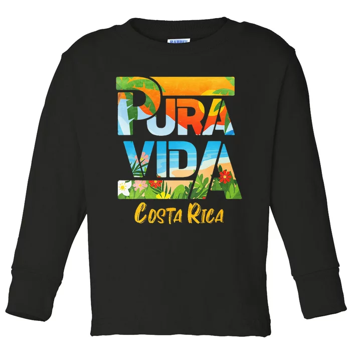 Pura Vida Costa Rica Souvenir Cool Central America Travel Toddler Long Sleeve Shirt