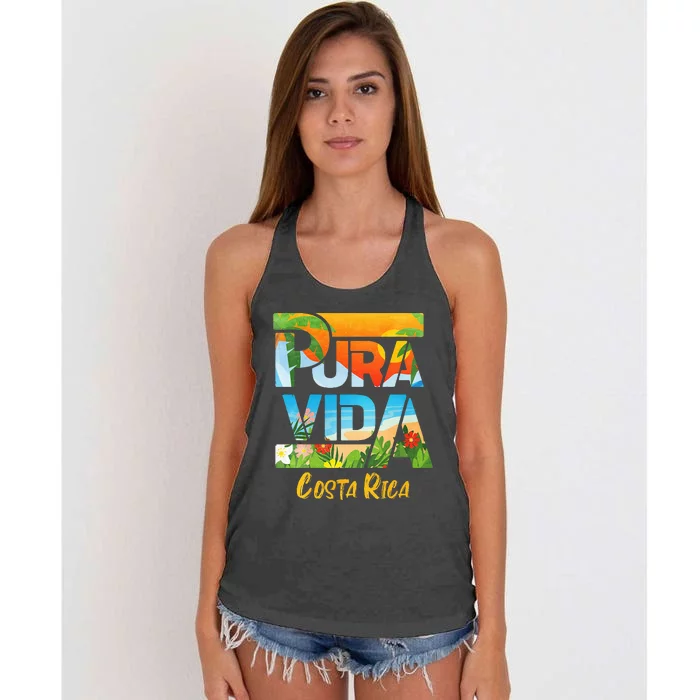 Pura Vida Costa Rica Souvenir Cool Central America Travel Women's Knotted Racerback Tank