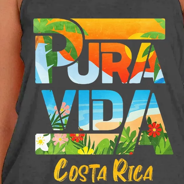 Pura Vida Costa Rica Souvenir Cool Central America Travel Women's Knotted Racerback Tank