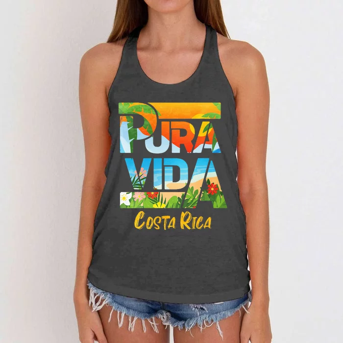 Pura Vida Costa Rica Souvenir Cool Central America Travel Women's Knotted Racerback Tank