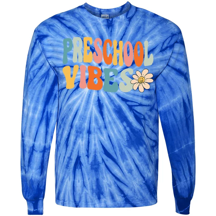 Preschool Vibes Cute Retro Back To School Tie-Dye Long Sleeve Shirt