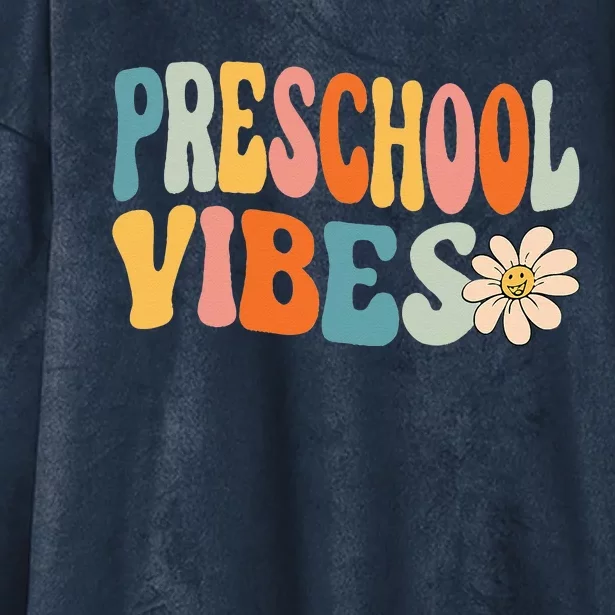 Preschool Vibes Cute Retro Back To School Hooded Wearable Blanket