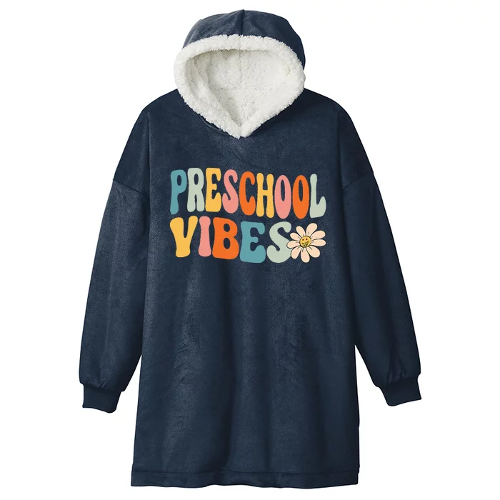 Preschool Vibes Cute Retro Back To School Hooded Wearable Blanket