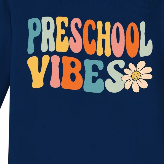 Preschool Vibes Cute Retro Back To School Baby Long Sleeve Bodysuit