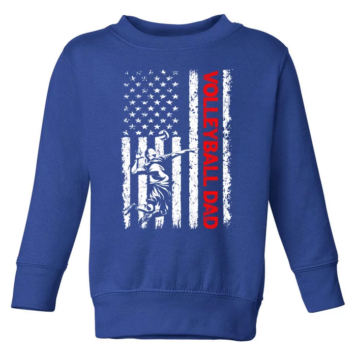 Patriotic Volleyball Dad American Flag Fathers Day Gift Toddler Sweatshirt