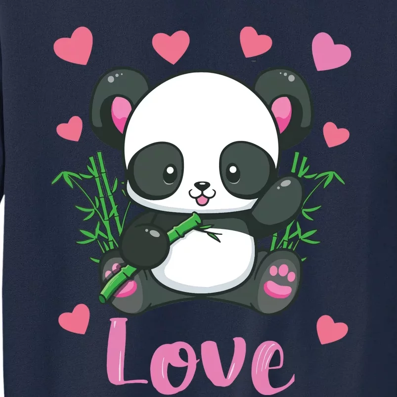 Panda Valentines Day Shirts Hearts Love Women Tall Sweatshirt