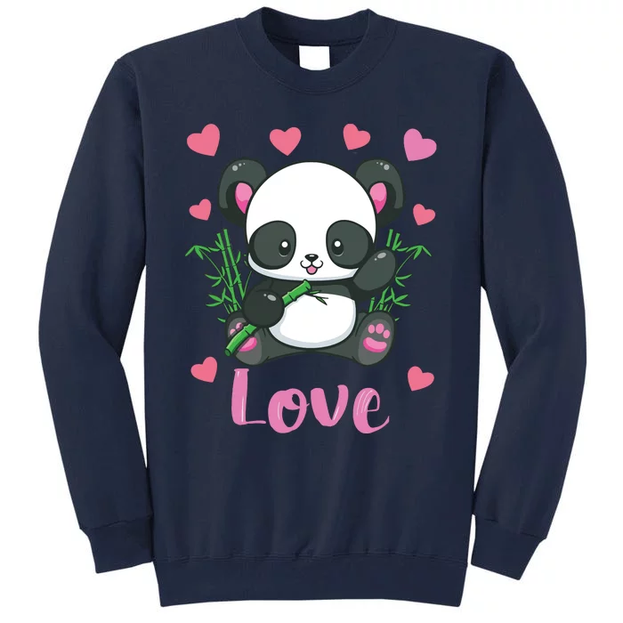 Panda Valentines Day Shirts Hearts Love Women Tall Sweatshirt