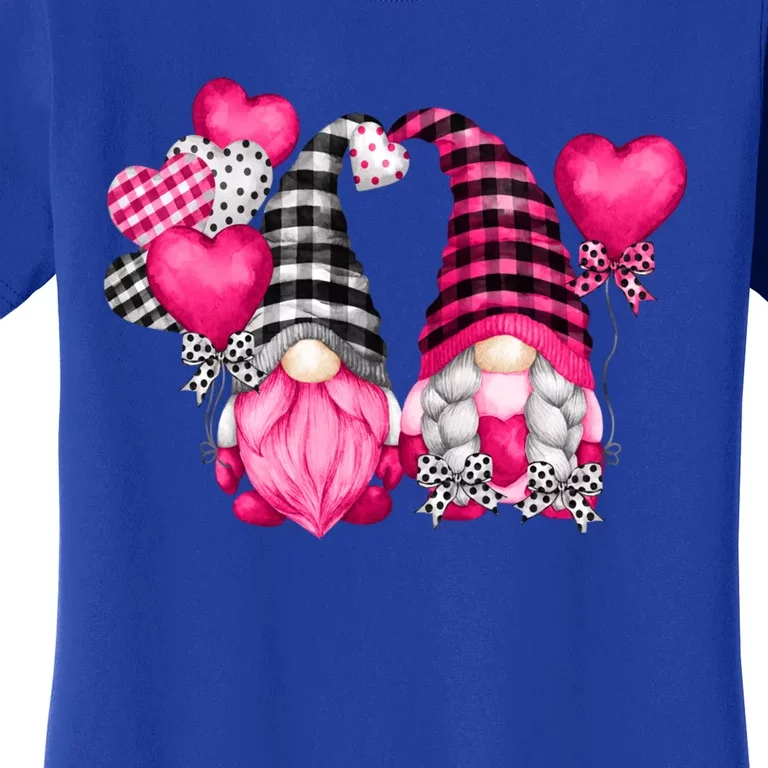 Pink Valentines Day Motif With Heart Ballons Cute Love Gnome Gift Women's T-Shirt