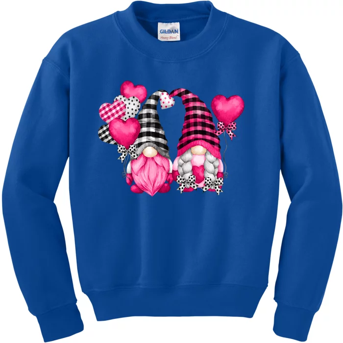 Pink Valentines Day Motif With Heart Ballons Cute Love Gnome Gift Kids Sweatshirt