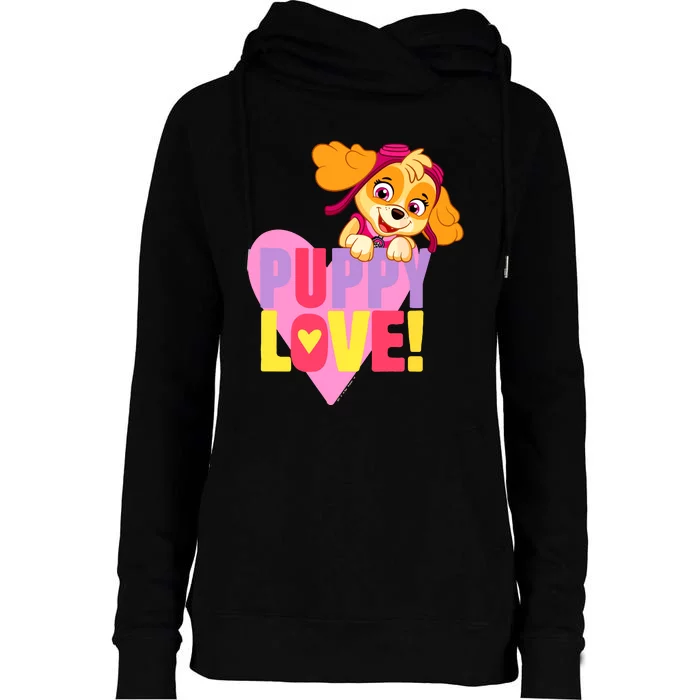 Paw Valentines Day Puppy Love With Skye Womens Funnel Neck Pullover Hood