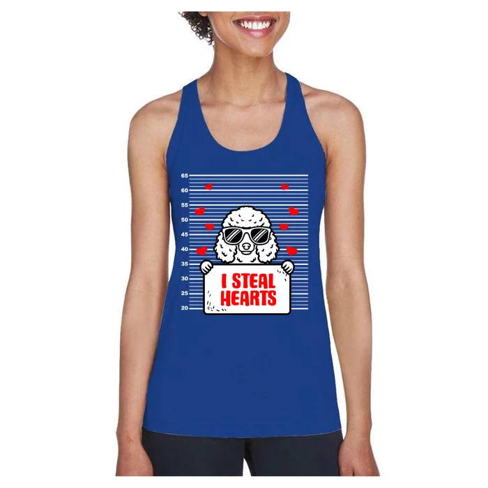 Poodle Valentine's Dog Lover Hearts Valentines Day Caniche Cute Gift Women's Racerback Tank