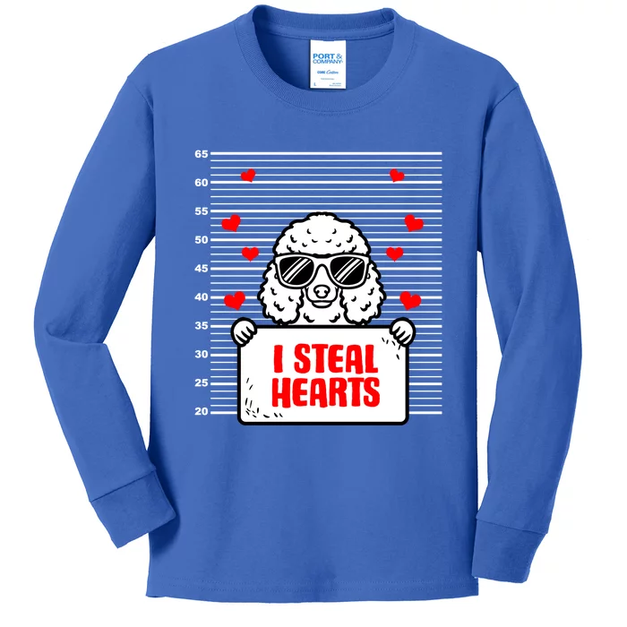 Poodle Valentine's Dog Lover Hearts Valentines Day Caniche Cute Gift Kids Long Sleeve Shirt