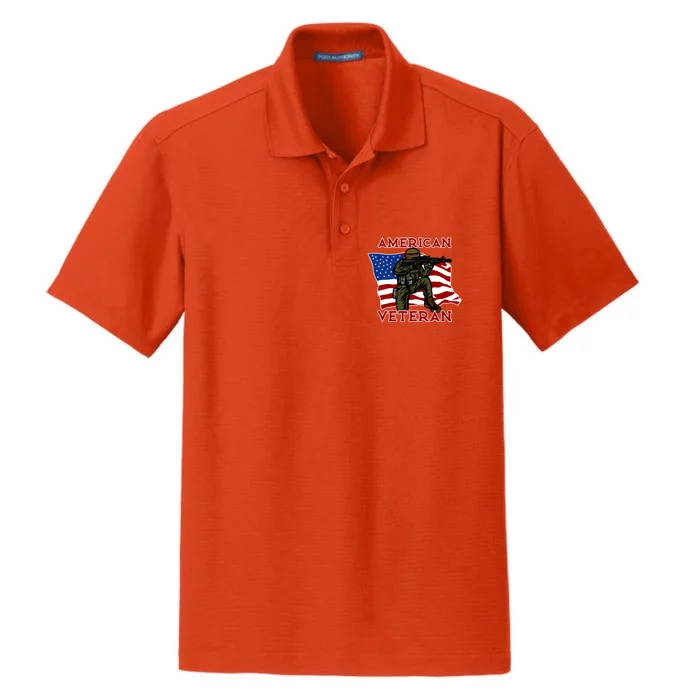 Proud Veteran Dad Gift American Flag Dad Veteran Gift Dry Zone Grid Performance Polo