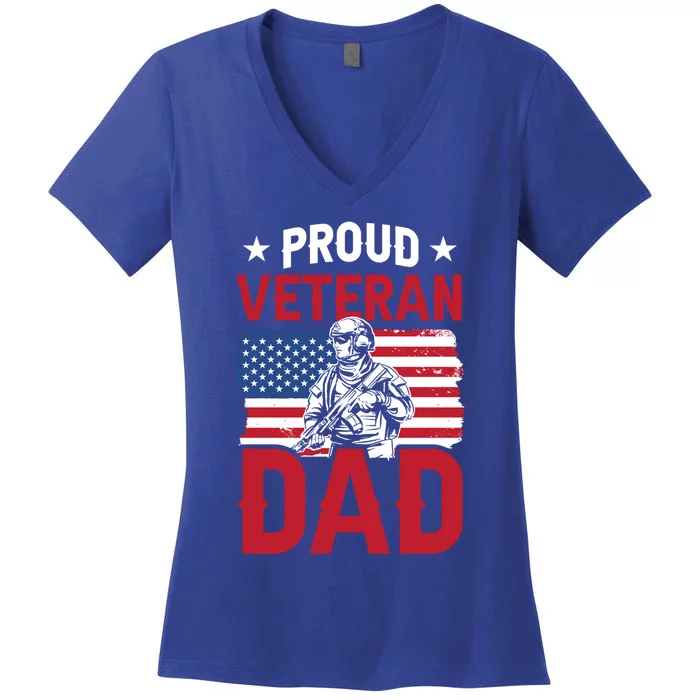 Proud Veteran Dad Daddy Father's Day Father Sayings Papa Gift Women's V-Neck T-Shirt