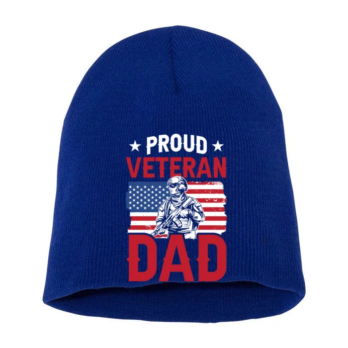 Proud Veteran Dad Daddy Father's Day Father Sayings Papa Gift Short Acrylic Beanie