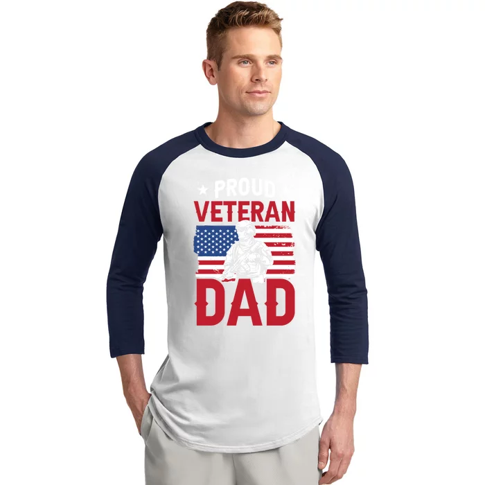 Proud Veteran Dad Daddy Father's Day Father Sayings Papa Gift Baseball Sleeve Shirt