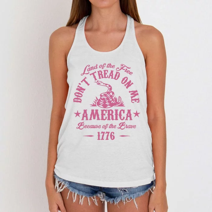 Patriotic Vintage Dont Tread On Me Snake Women's Knotted Racerback Tank