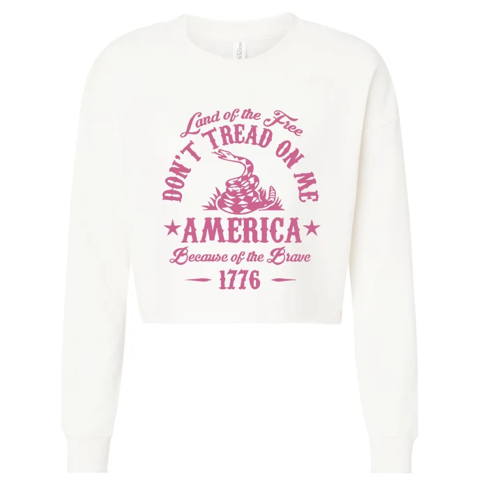 Patriotic Vintage Dont Tread On Me Snake Cropped Pullover Crew