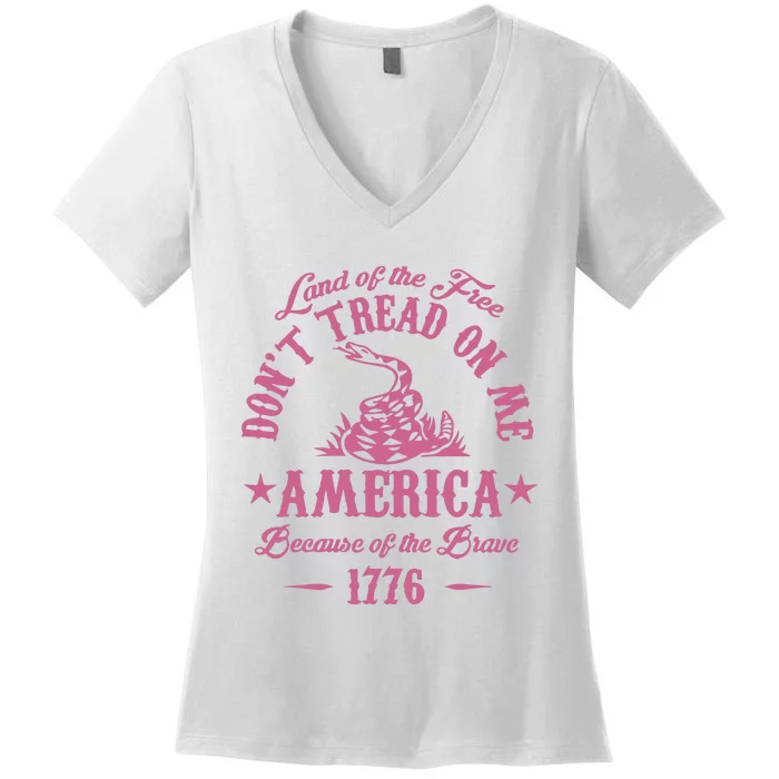 Patriotic Vintage Dont Tread On Me Snake Women's V-Neck T-Shirt