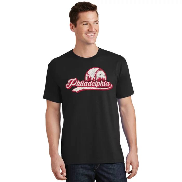 Philadelphia Vintage Distressed Baseball Lovers Cityscape T-Shirt