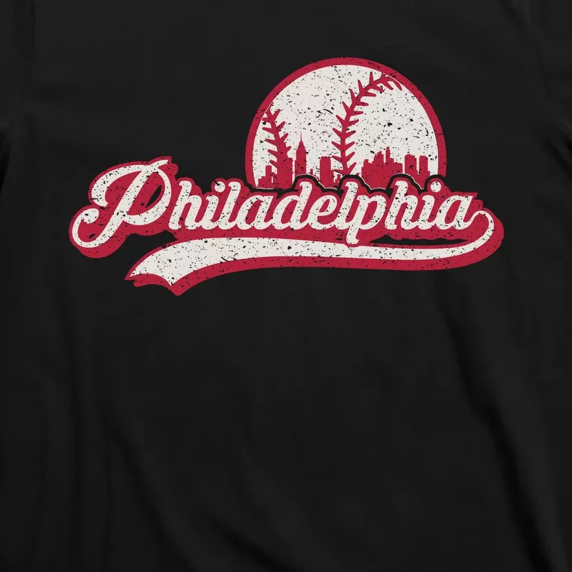 Philadelphia Vintage Distressed Baseball Lovers Cityscape T-Shirt