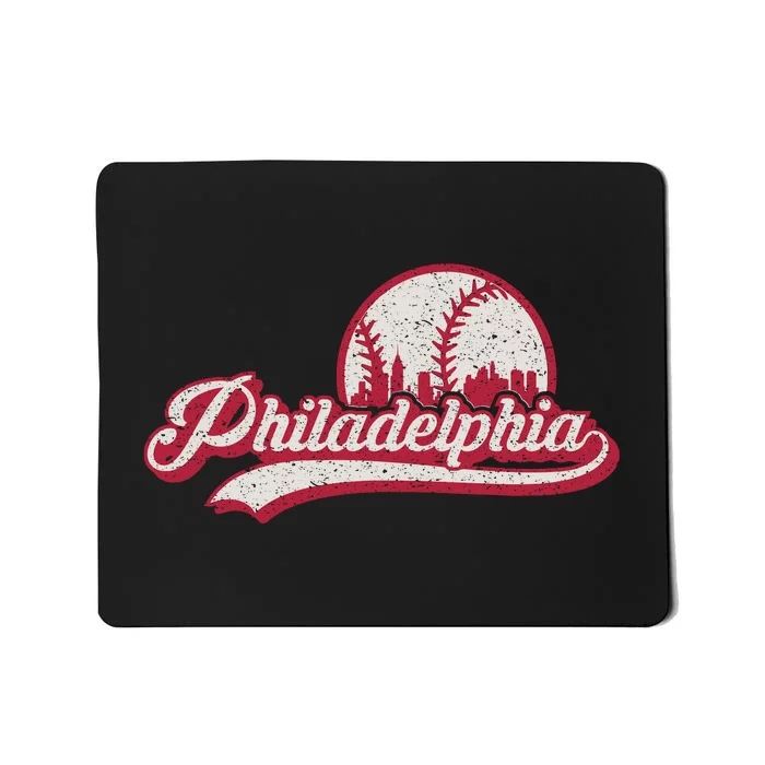 Philadelphia Vintage Distressed Baseball Lovers Cityscape Mousepad