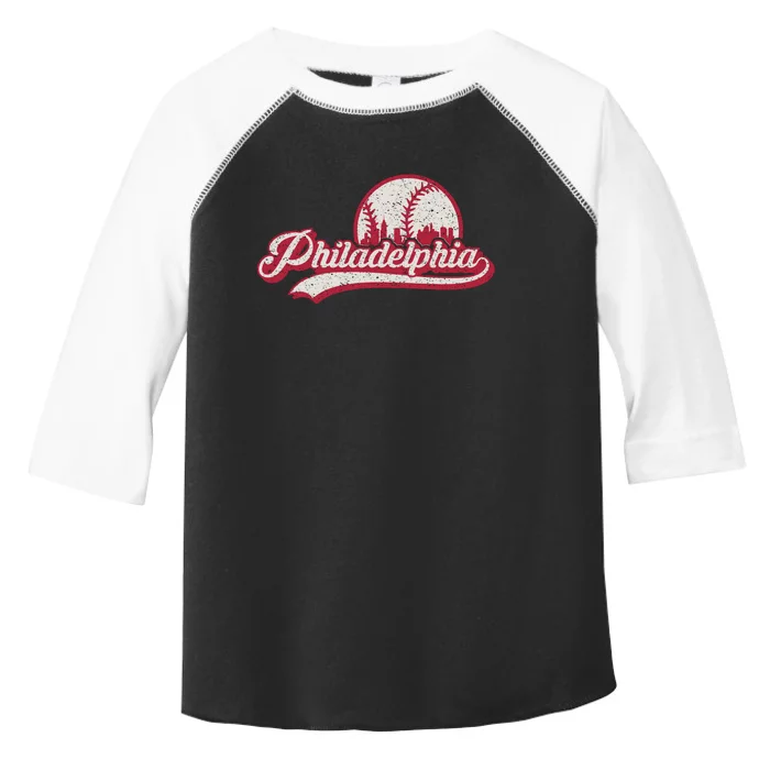 Philadelphia Vintage Distressed Baseball Lovers Cityscape Toddler Fine Jersey T-Shirt