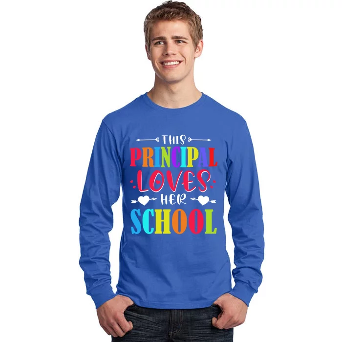 Principal Valentines Day Gift Hearts Loves Her School Great Gift Tall Long Sleeve T-Shirt