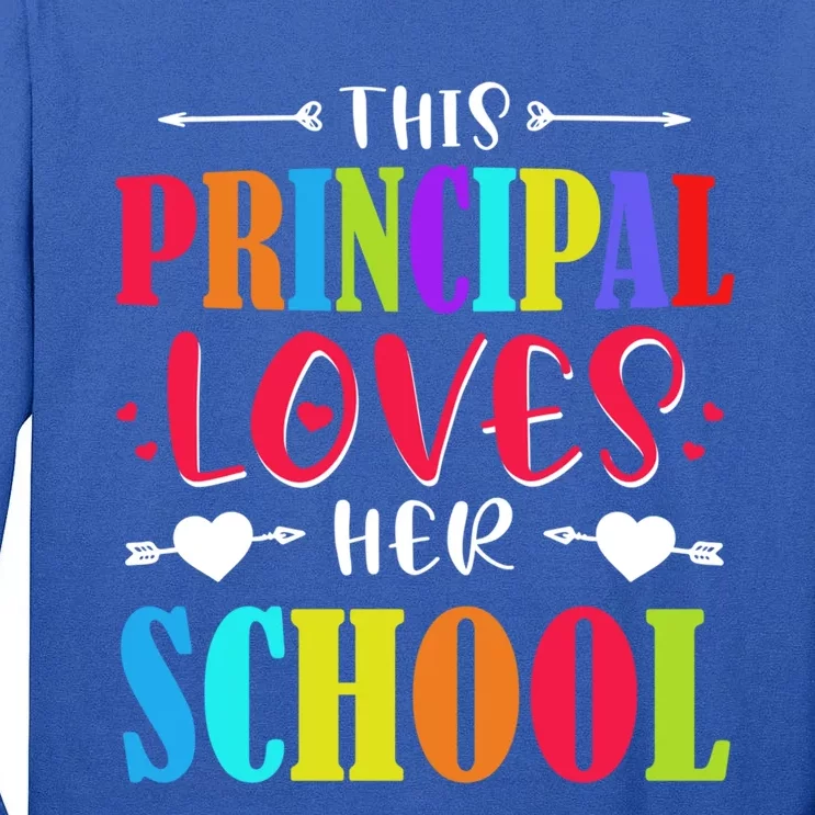 Principal Valentines Day Gift Hearts Loves Her School Great Gift Tall Long Sleeve T-Shirt