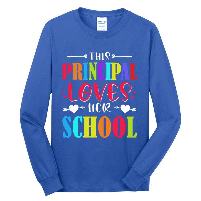 Principal Valentines Day Gift Hearts Loves Her School Great Gift Tall Long Sleeve T-Shirt