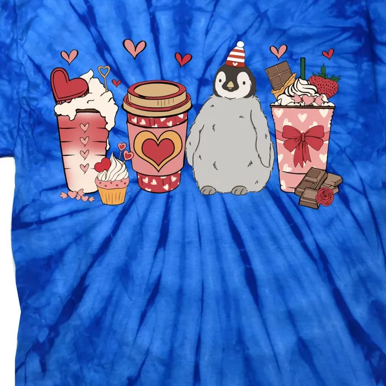 Penguin Valentines Day Animal And Coffee Lovers Funny Gift Tie-Dye T-Shirt