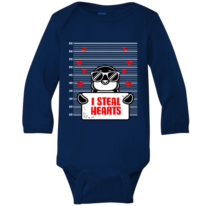 Penguin Valentines Day Animal Bird Lover Penguin Gift Baby Long Sleeve Bodysuit