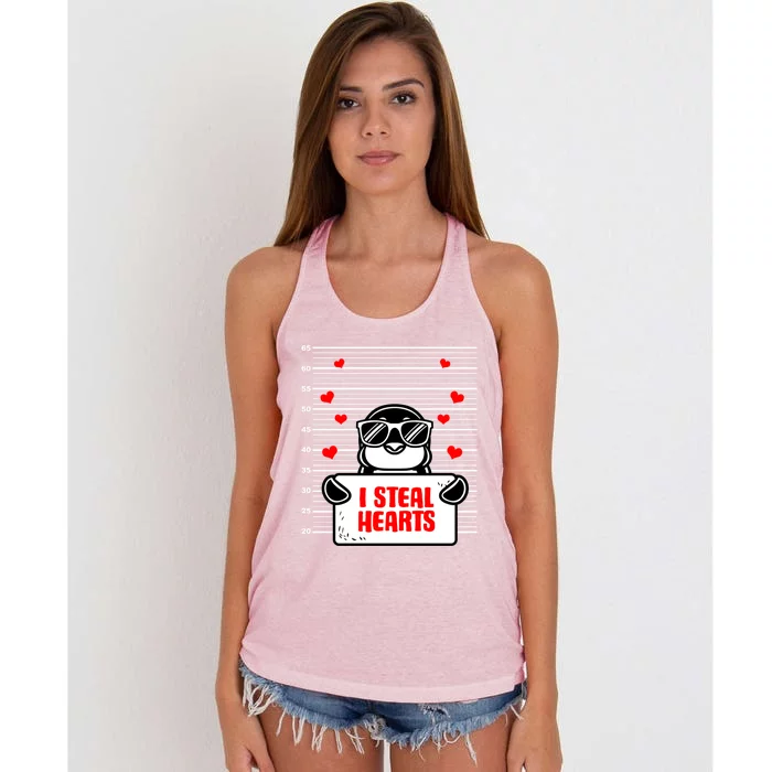 Penguin Valentines Day Animal Bird Lover Penguin Gift Women's Knotted Racerback Tank